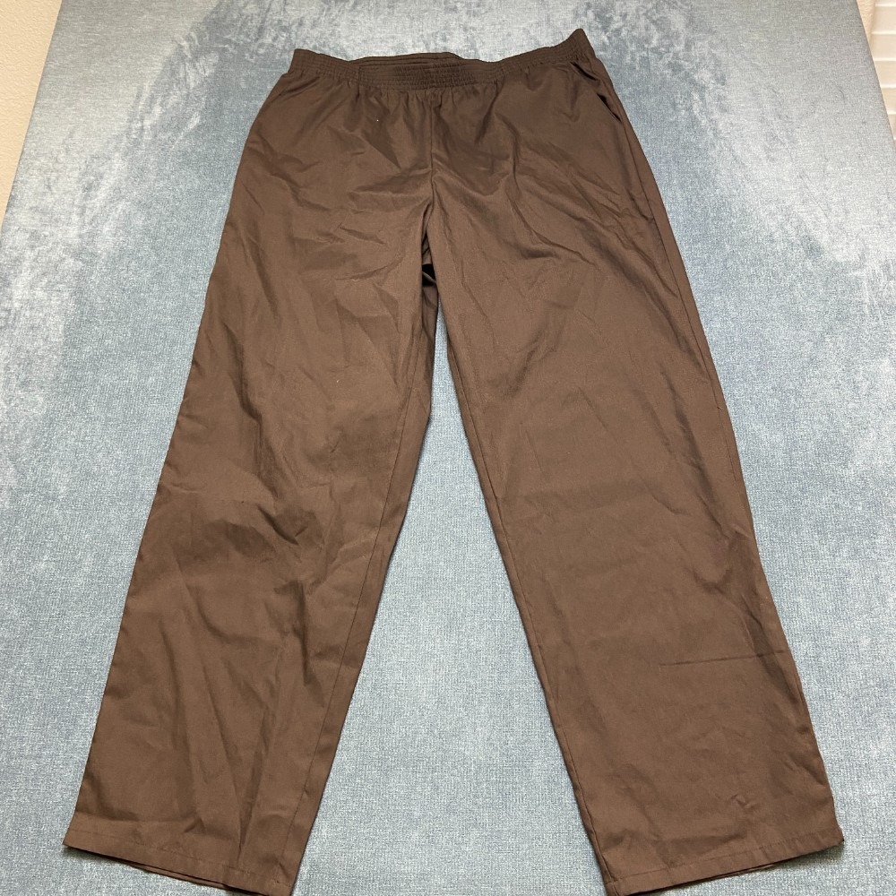 Cintas Wide Leg Pants Women XL Brown Cotton Elastic Waist Relaxed Fit Resortwear
